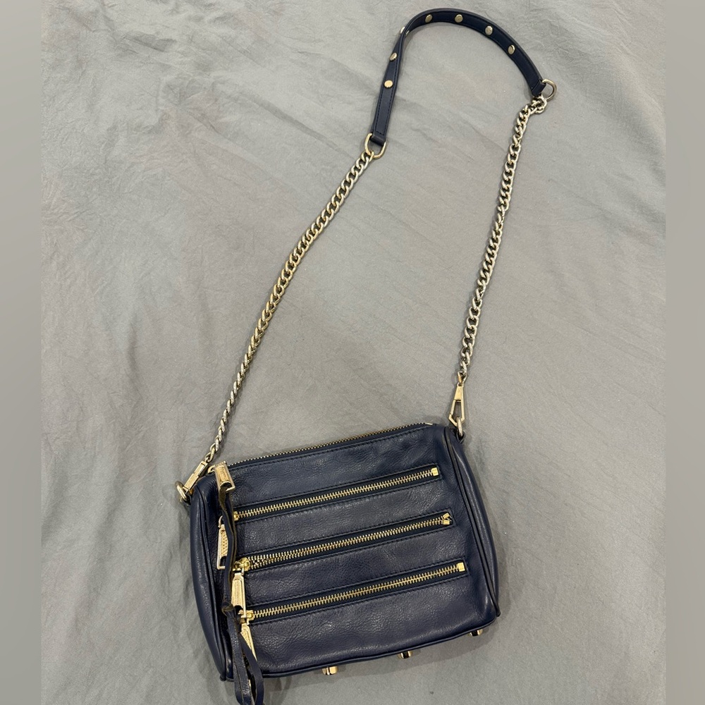 Navy Rebecca Minkoff Zipper Crossbody Bag